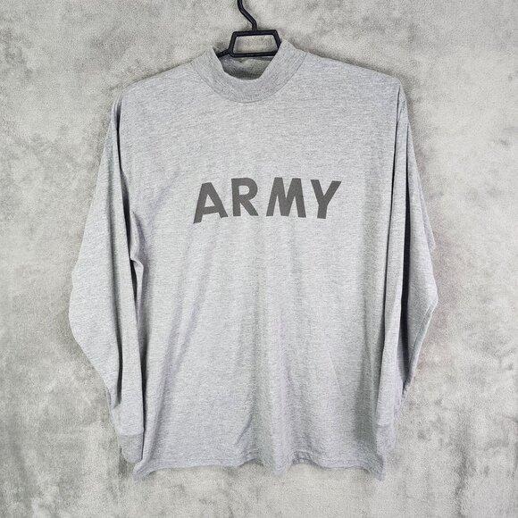 Mens Gray Army Physical Fitness Uniform Shirt Long Sleeve 100% Polyester Size XL - Picture 2 of 7